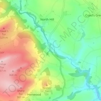 Middlewood topographic map, elevation, terrain