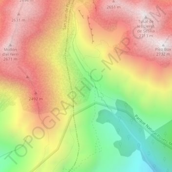 Vall de Barbaricia topographic map, elevation, terrain