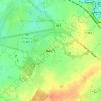 Bauffe topographic map, elevation, terrain