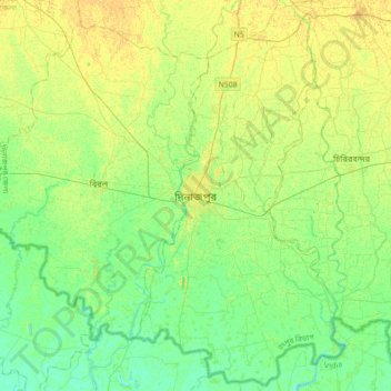 Dinajpur topographic map, elevation, terrain