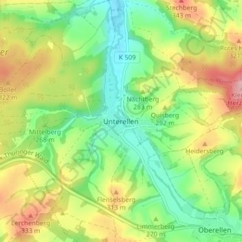 Unterellen topographic map, elevation, terrain