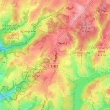 Herweg topographic map, elevation, terrain
