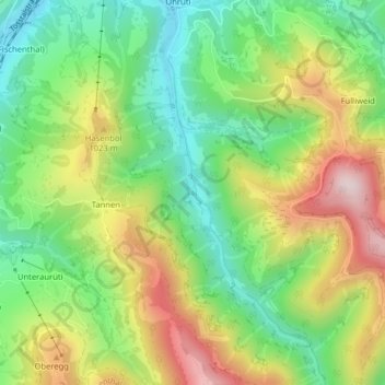 Wasserfall Buri topographic map, elevation, terrain