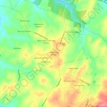 Hawthorne Estates topographic map, elevation, terrain