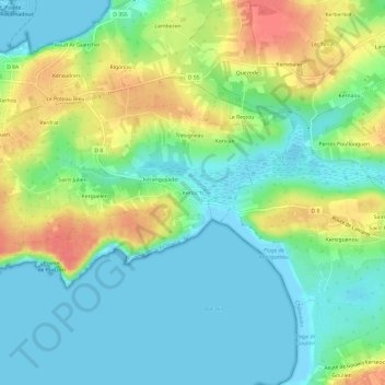 Kerloc'h topographic map, elevation, terrain
