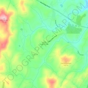Sugar Creek topographic map, elevation, terrain