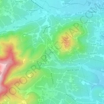 Brouilly topographic map, elevation, terrain