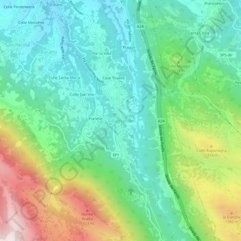 Villagrande topographic map, elevation, terrain