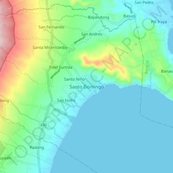 Santo Domingo topographic map, elevation, terrain
