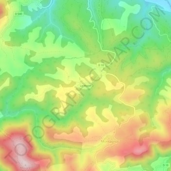 Le Mazet topographic map, elevation, terrain