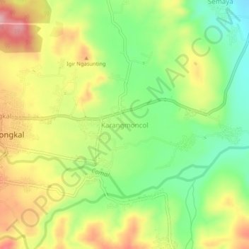 Karangmoncol topographic map, elevation, terrain