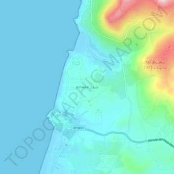 Achakkar topographic map, elevation, terrain