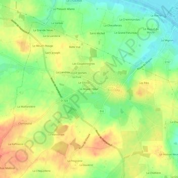 Le Moulin Neuf topographic map, elevation, terrain