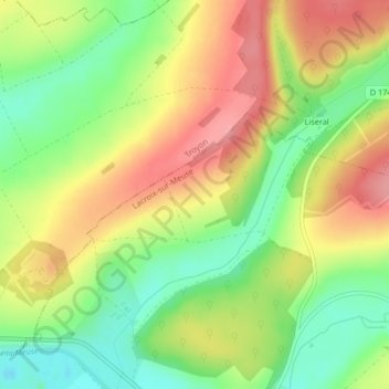 Devant Monte Etot topographic map, elevation, terrain