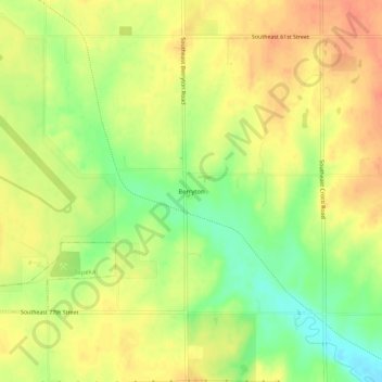 Berryton topographic map, elevation, terrain