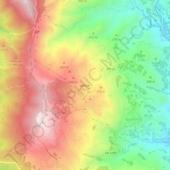 Jolúcar topographic map, elevation, terrain