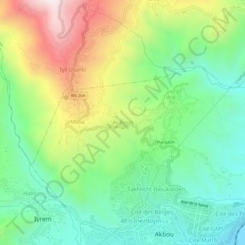 Aït Bessai topographic map, elevation, terrain