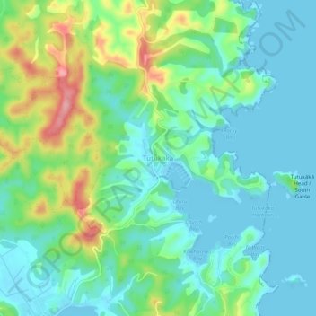 Tutukaka topographic map, elevation, terrain