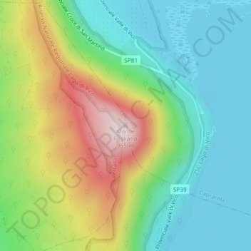 Monte Fogliano topographic map, elevation, terrain