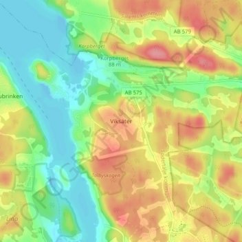 Viksäter topographic map, elevation, terrain
