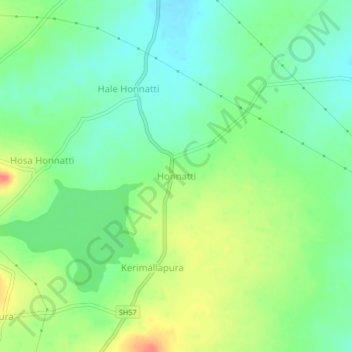 Honnatti topographic map, elevation, terrain
