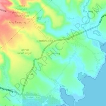 Tarowang topographic map, elevation, terrain