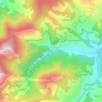 Vejo topographic map, elevation, terrain