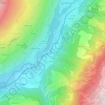 Le Grand Gondon topographic map, elevation, terrain