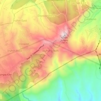 Iruhin South topographic map, elevation, terrain