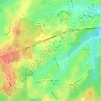 Hampton Park topographic map, elevation, terrain