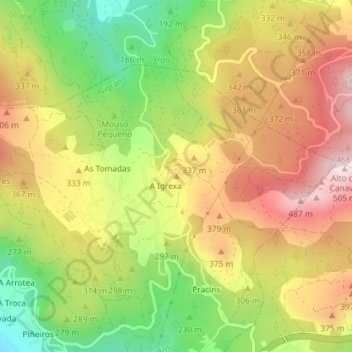 A Igrexa topographic map, elevation, terrain