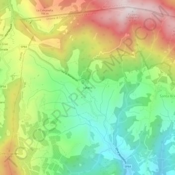 Lubaco topographic map, elevation, terrain