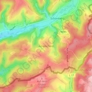 Amelscheid topographic map, elevation, terrain