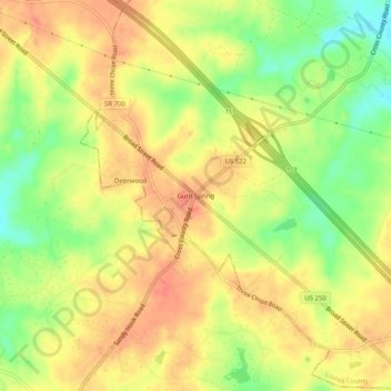 Gum Spring topographic map, elevation, terrain