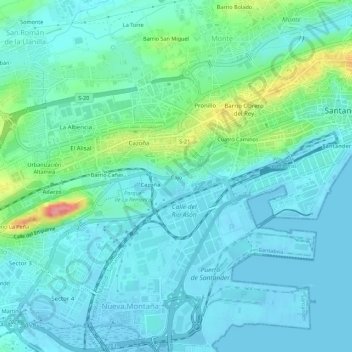 Cajo topographic map, elevation, terrain