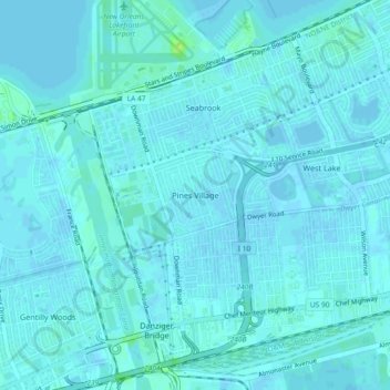 Pines Village topographic map, elevation, terrain