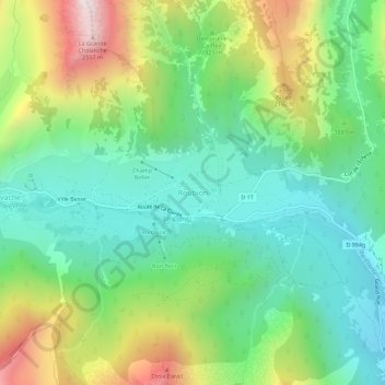 Roubion topographic map, elevation, terrain