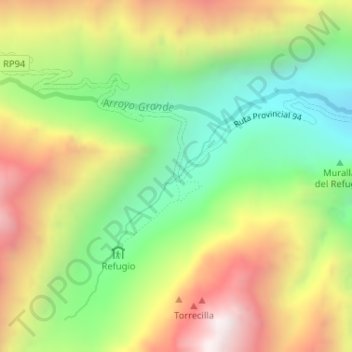 Cajón de Arenales topographic map, elevation, terrain