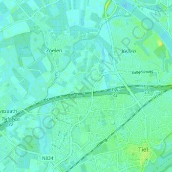 Veluwe topographic map, elevation, terrain