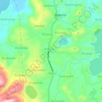 Ndeke topographic map, elevation, terrain