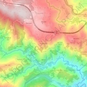 Tuizendes topographic map, elevation, terrain