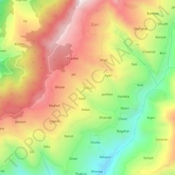 Halai topographic map, elevation, terrain