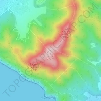 Poggio Peroni topographic map, elevation, terrain