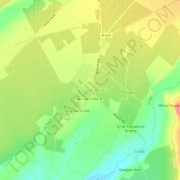 Unión Campesina topographic map, elevation, terrain