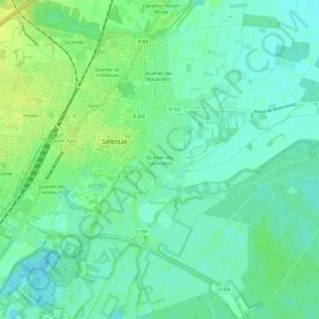 Quartier des Tanzmatten topographic map, elevation, terrain