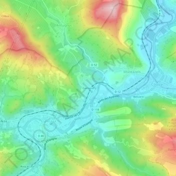 Garnaud topographic map, elevation, terrain