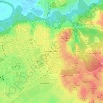 East Main Post topographic map, elevation, terrain