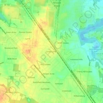 Cooks Corner topographic map, elevation, terrain