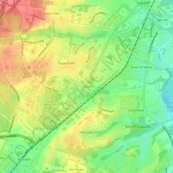 Contee topographic map, elevation, terrain