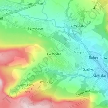 Cwmdare topographic map, elevation, terrain